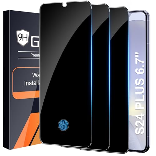 3 Pack Privacy Screen Protector for Samsung Galaxy S24 Plus Case Friendly Anti-Spy Tempered Glass Film for Samsung S24 Plus