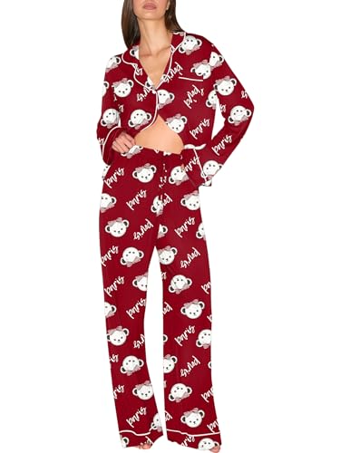 Image of Ekouaer Pajamas Women's Long Sleeve Sleepwear Soft Button Down Loungewear Pjs Lounge Set Nightwear XS-XXL