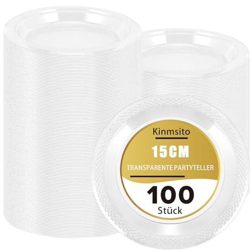 Kinmsito 15 cm piccoli piatti di plastica riutilizzabili, 100 piatti