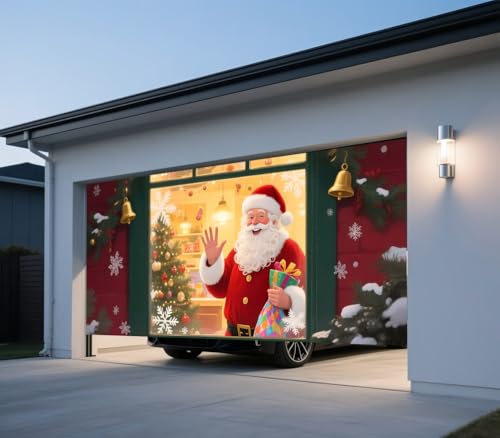 TTCHANG Christmas Garage Door Banner Decoration, 16 * 7FT Santa's Shop Garage Door Backdrop Decor, Large Christmas Backdrop Banner, for Outdoor Indoor Xmas Wall Decoration by TTCHANG - Image 3