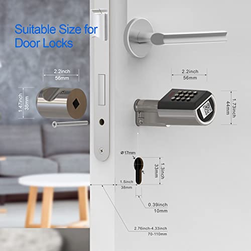 WELOCK Elektronisches Türschloss Haustür mit Pin Code, Wasserdichtes Elektronisches Türschloss mit Bluetooth und App, Geeignet für Türen von 50-100mm Dicke