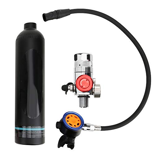 Cilindro de buceo de 1L con válvula de respiración de metal puro negro
