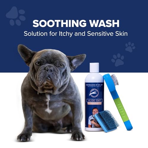 Image of Dr. Jeff Werber Aloe Oat Shampoo for Pets - Soap Free Pet Shampoo with Pina Colada Scent for Itchy, Skaling, and Sensitive Skin - Suitable for Cats and Dogs of Different Breeds and Sizes - 12oz