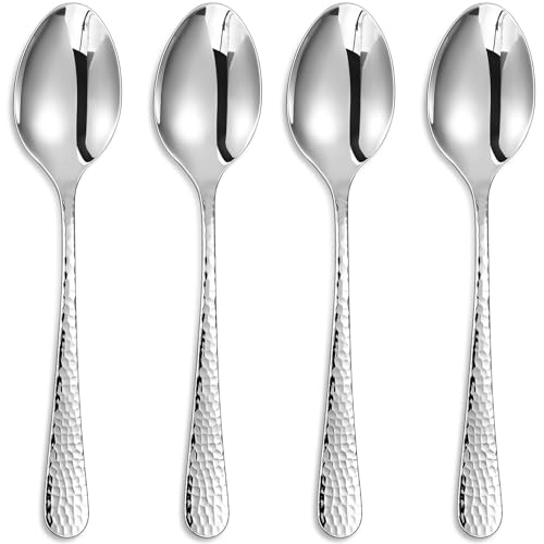 KEAWELL Premium Louise Hammered 9-Inch Serving Spoon Set (Set of 4)