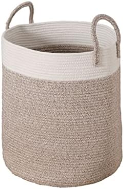 Cotton Rope Laundry Basket Bathroom Dirty Clothes Hamper Storage Home Organizer with/Handle image 5