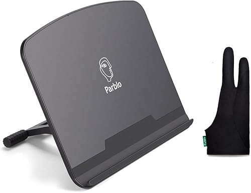 Parblo PR 100 - Soporte universal para tableta con guante de dibujo PR01, ajustable de 10 a 16 pulgadas para tabletas de dibujo, monitores