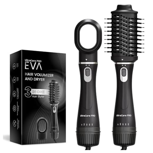 UltraCare PRO EVA Hair Volumizer and Dryer - 3 in 1 Hair styler- Dryer, Straightener & volumizer - 360* Air flow, Ionic technology, charcoal Bristles - Smooth, Frizz-Free, Voluminous Hair, 1200Watts