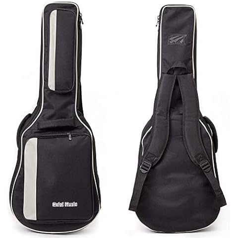 Hola! Music Acoustic and Classical Guitars Gig Bag 3/4 Size (36 inch), Deluxe Series with 15mm Padding, Black Cover