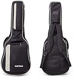 Hola! Music Acoustic and Classical Guitars Gig Bag 3/4 Size (36 inch), Deluxe Series with 15mm Padding, Black
