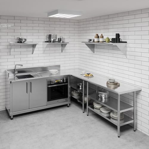 Image of AmGood 16 in. x 48 in. Stainless Steel Wall Shelf | NSF | Metal Shelving | Garage, Laundry, Storage, Utility Room | Restaurant, Commercial Kitchen