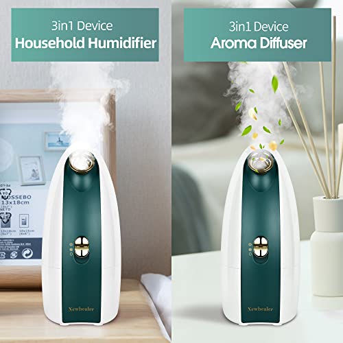 Newbealer Facial Steamer, 3in1 Aromatherapy Face Humidifier, 20 Min Hot & 60 Min Cold Nano Ionic Steam, 180ml Sinuses Moisturizing Cleansing Pores, Bonus 9-Piece Blackhead Remover Kit and Face Brush - Thumbnail 6