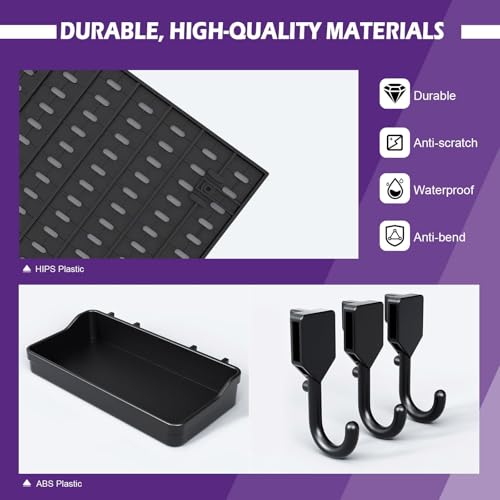 Easyhomie Stecktafel Set mit 4 Stecktafeln (42x30cm) + 20 Zubehör für Raumaufbewahrung, Organisation und Dekoration, Freie Kombination und Einfache Installation (Schwarz)