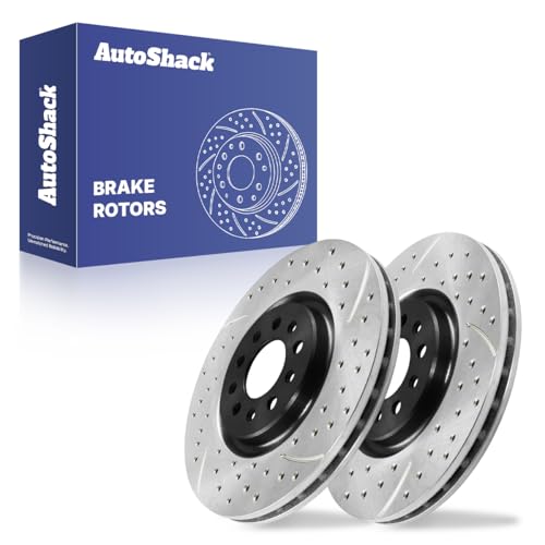 AutoShack Front Brake Rotors for Jeep & Chrysler, Cherokee 2014-2023 200 2015-2017, AWD FWD 4WD L4 2.0L 2.4L V6 3.2L 3.6L - E-Coated Drilled & Slotted - ShadowGuard - 12.99" (330 mm), 5-Lug