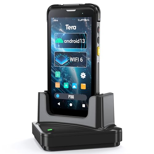 Tera Android 13 - Escáner de código de Barras PDA: 5,5 Pulgadas, Ordenador portátil de 4 GB + 64 GB con estación de Carga 1D 2D QR escáner Zebra SE4710 NFC WLAN GPS Bluetooth inventario logística