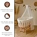 Bebek On For Natural Beech Wood Canopy Cradle with Cream French Lace Textile Set, Rocking & Locking Design, Complete Set with Mattress, Bedding, Pillow and Mosquito Net-37.8