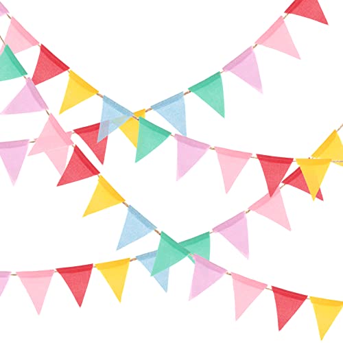 Anwyll Pennant Banner Flags,60Pcs Multicolor Banner,66Ft Colorful Banner Bunting,Fabric Burlap Triangle Banner Flags for Party Hanging Classroom Decoration,Grand Opening,Wedding,Indoor Outdoor