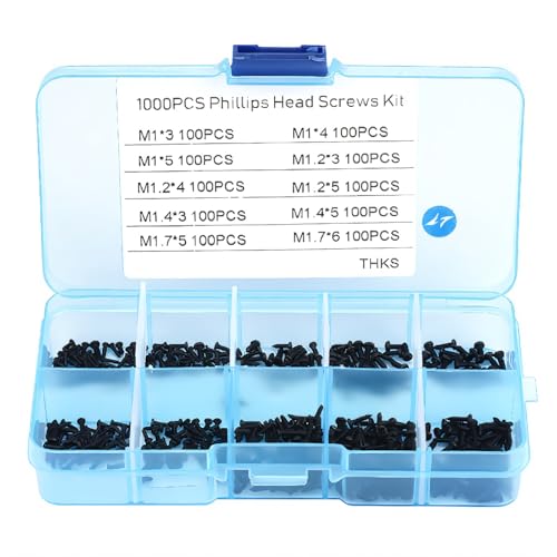 Kit de Tornillos Mini Autoperforantes M1 M1.2 M1.4 M1.7 1000 pcs miniatura 1