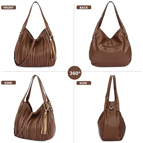 myfriday Vintage Shoulder Hobo Bags for Women Vegan Leather Lightweight Top-Handle Satchel Purse and Handbags with… - Image 3