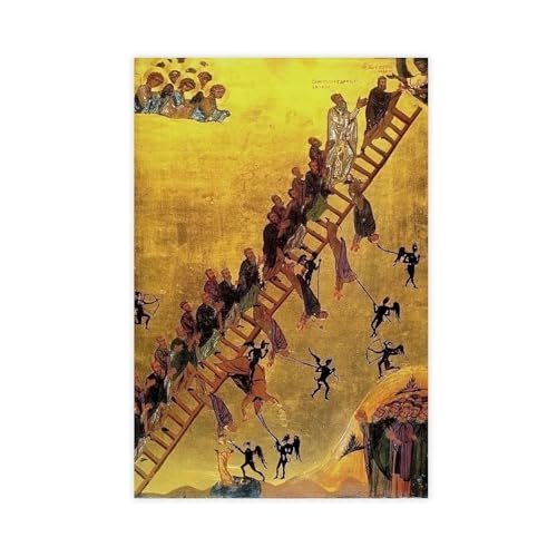 The Ladder of Divine Ascent Byzantine Icon Canvas Wall Art,