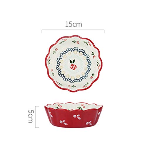 Hemoton tigela de salada de cerâmica para servir tigela de cerejeira padrão de sopa ramen tigela rec