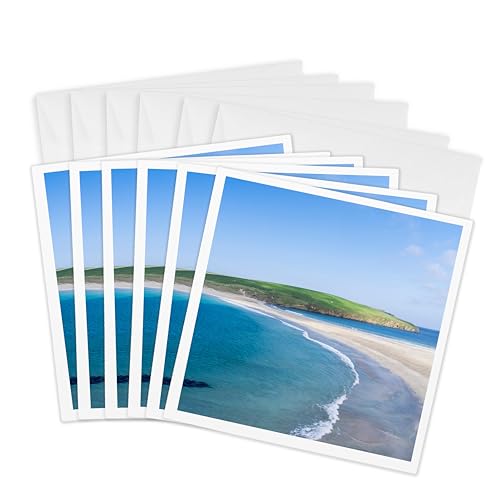 3dRose Tombolo connecting St Ninians Isle with Shetland mainland, Scotland 6 Greeting Cards with envelopes