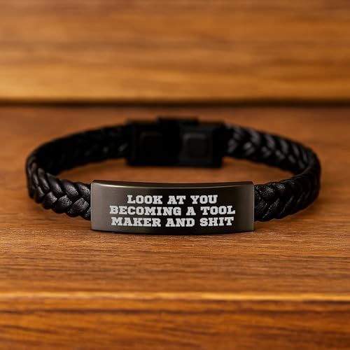 Funny Tool Maker Gifts for Him, Interlaced Leather Bracelet with Stainless Steel and PU Leather, Unique Christmas Unique Gift Ideas for Men, Friends, Coworkers, Family from the Tool Maker Enthusiast image 5