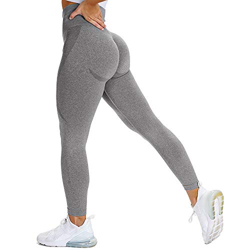 Bodybay Women High Waist Seamless Leggings Butt Lift Anti Cellulite Leggings for Workout Grey