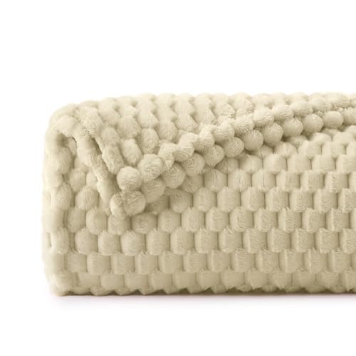 Image of BEDELITE Almond Twin Blanket for Couch, Soft Cozy Gifts for Women, 60 * 80 | 3D Jacquard Decorative Fleece Blanket, Super Soft Plush Throws, Cute Birthday Gift for Women & Men, Suitable for All Seasons