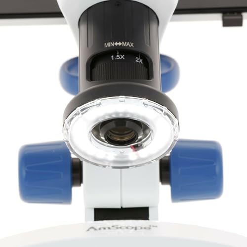 Image of AmScope DM745 Series Digital Microscope for Industrial Inspection - 0.7X-4.5X Magnification - Includes Camera & 9-Inch Screen - Dual LED Lighting - On Track Stand