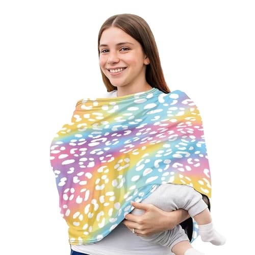 Image of Forchrinse Colourful Leopard Print Car Seat Cover Stretchy Breastfeeding Nursing Cover Soft Multi Use Cover for Shopping Cart /High Chair /Stroller