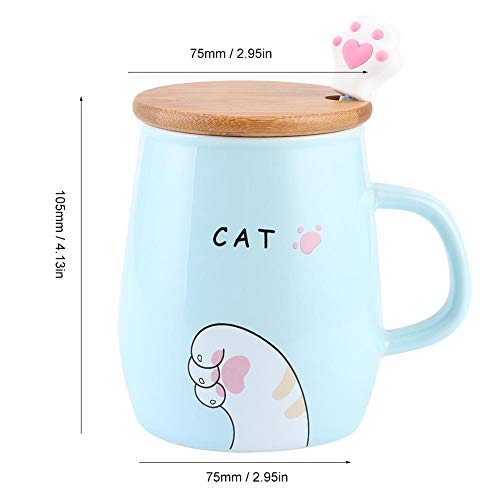 Copo de cerâmica, caneca de 420ml com tampa de madeira, copo de leite bonito copo de leite bonito co