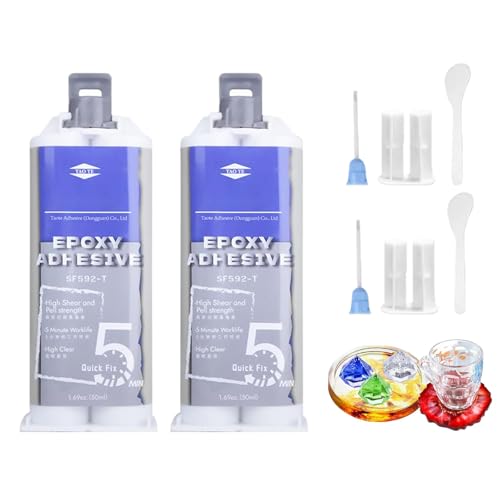 Colle Epoxy,2PCS Colle Power Epoxy,Résine Époxy Transparente,Colles Réparatrice Métal,Colles Resine à Réparation Rapide,pour Bois,Plastique,Métal,Verre,Céramique