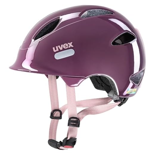 uvex OYO - Leichter Fahrradhelm für Kinder - intergierter Seitenschutz - erweiterbar mit LED-Licht - Plum - dust Rose - 50-54 cm