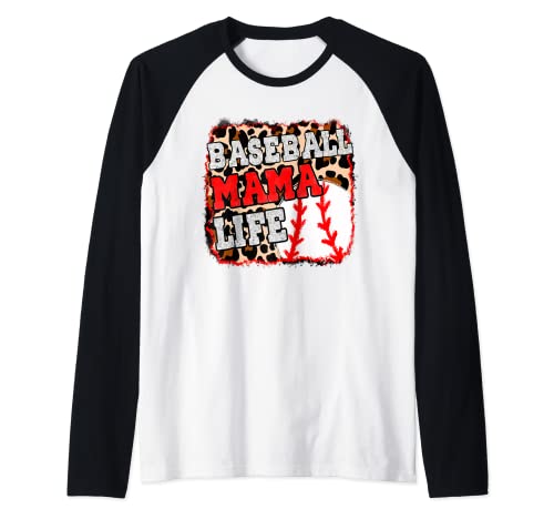 Béisbol mamá hijo jugador equipo de juego bat mitt soporte tee Camiseta Manga Raglan