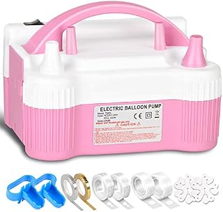 Electric Balloon Pump, FlyingFox Balloon Air Pump Dual Nozzle Balloon Inflator Blower with 10 Balloon Arch Making Kit for Event and Party Decoration