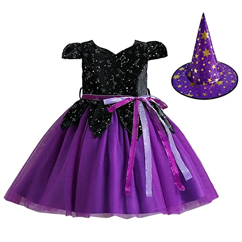 Vestido de princesa de Halloween infantil con conjunto de sombreros de calidad
