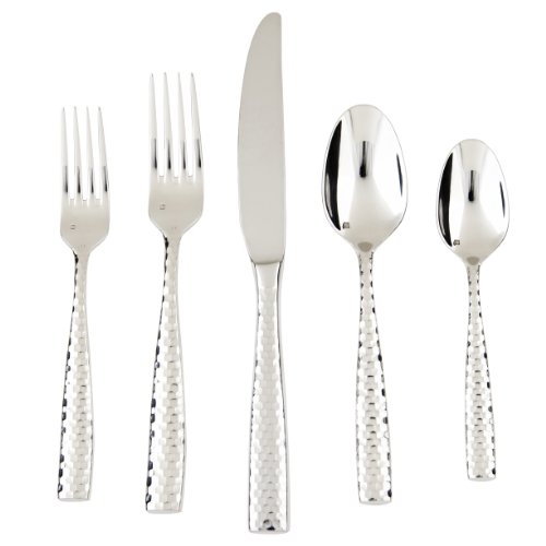 Fortessa Lucca Flatware Set (Faceted Stainless, 5-Piece)