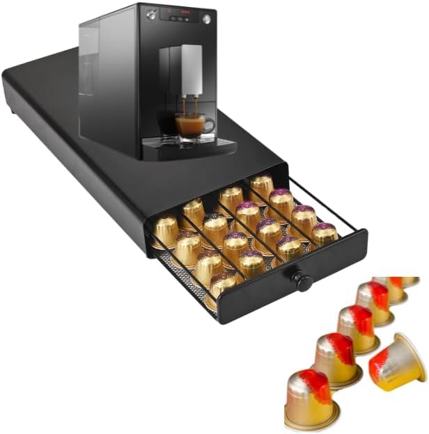 Coffee Pod Capsule Holder – Premium Organizer | 360° Rotating Stand with Space-Saving Design & Non-Slip Feet | Ideal for Kitchen & Office Storage (40 Pods)