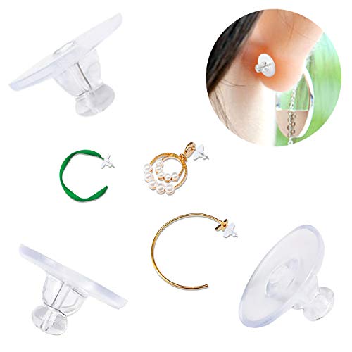 Silicone Earring Backs,Clear Rubber Earring Backs,Earring Safety Back Stopper Clutch Ear Locking With Pad (Pack Of 100) #TOP2
