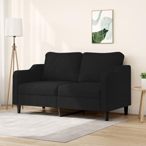 Gecheer Sofás de salón,Sofá Chaise Longue Moderno,Sofás cheslong,Silla Sillón de Asiento - Sofá de 2 plazas de Tela Negro 140 cm M2#
