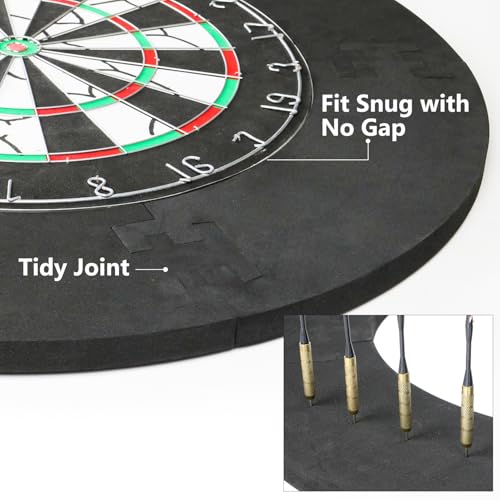 imatenn Dartboard Surround, EVA Dart Board Surround Ring, 5pcs Darts Surround Ring, Dart Board Wall Protector fits 18in 45cm Standard Dartboards, Darts Backboard Protection for Home Office Club - 4