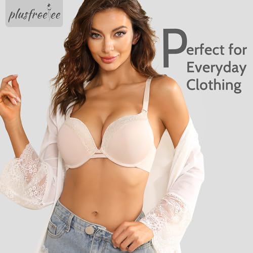 Women's Push Up Thick Heavy Padded Comfort Support Add 2 Cup Plunge Underwire Bra4