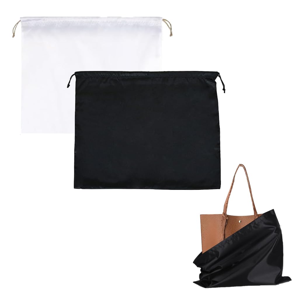 Minluocer Black/White 2 Pcs 50×40Cm Dust Bags For Handbags Purse Dust Bag Portable Polyester Dustproof Handbag Storage Bag With Drawstring For Clothes Purse Shoes Boots