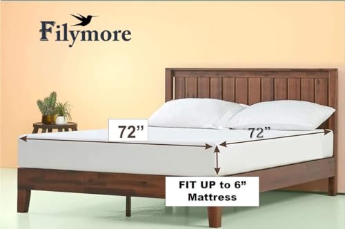 Image of Filymore Kids Good Night Elastic Fitted Bedsheet for Double Bed (72x72 inches), Pure Microfiber, 1 Bedsheet & 2 Pillow Covers, Fits Up to 6 inches. Double Bed Size. (White and Blue)