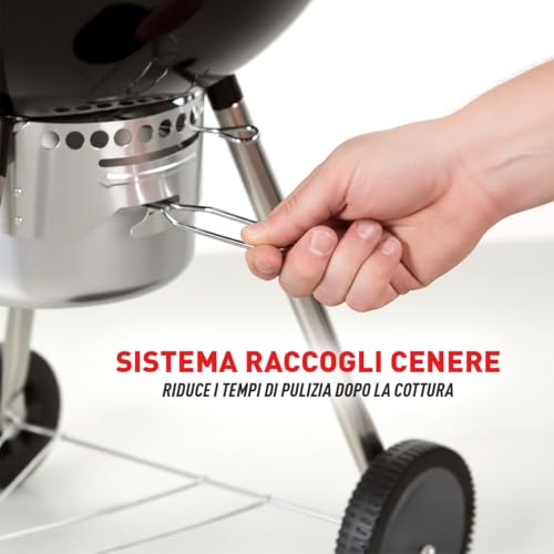 MasterCook - Barbecue a Carbonella Diametro Griglia 57 cm, Barbecue con Ruote e Coperchio, BBQ a Carbone Dotato di Termometro e Sistema Raccogli Cenere, Altezza Griglia da Terra 78 cm (Ketty Nero) - 7