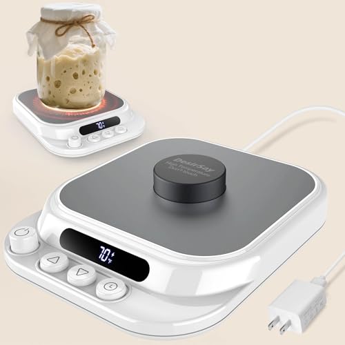 Sourdough Starter Warmer(70-130°F),1°F Precise Temperature Control,24H Timer,Compatible with Flat/Concave Jar Bottom for Home Baking