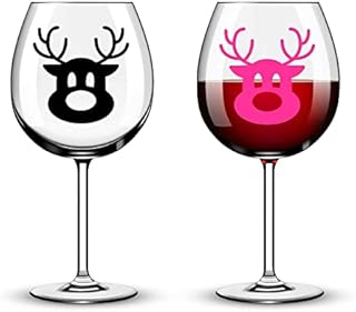 6 Reindeer Head Christmas Wine Champagne Beer Glass Gift Decoration Party Vinyl Sticker Decal F 2 (Gold)