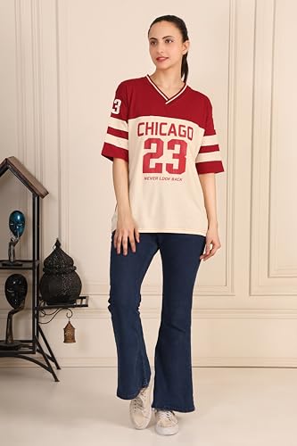 Image of BLACKSTEP Women Oversized Cotton Jersey Tshirt | Loose Fit Streetwear Casual Top | Drop Shoulder Longline T Shirt for Girls College Wear Travel Gym Daily Outfit