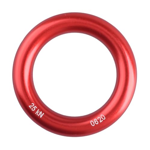 YAPJEB Rappel Ring 25kN for Rock Climbing Arborist, O Ring Rescue Hammock Rappelling Rope and Slackline Loop, Friction Saver Equipment (Red)