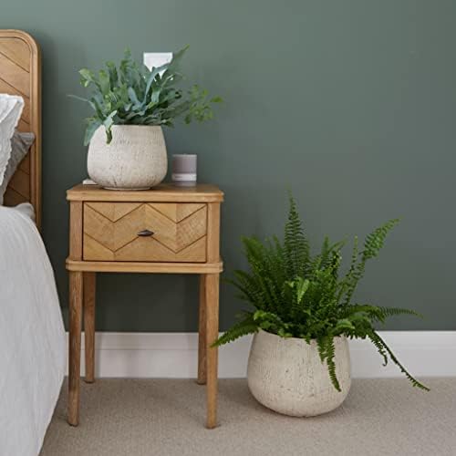 Gardenesque Plant Pot Indoor | Ceramic Plant Pots | Cream White Stone Texture Round Planters | 3 Sizes (Small: 17cm x 14cm)